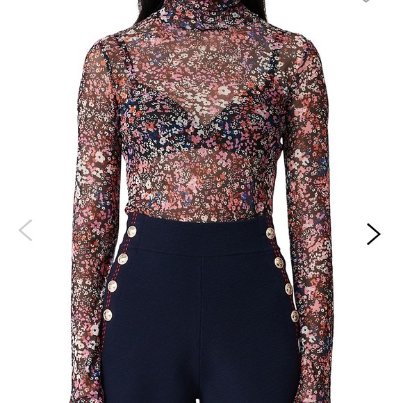 Maje Tops - Maje sheer mock neck floral top